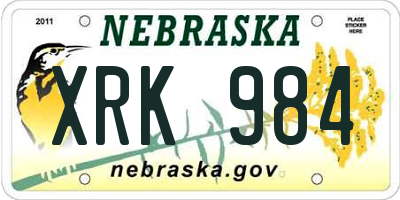 NE license plate XRK984