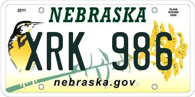 NE license plate XRK986