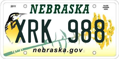 NE license plate XRK988