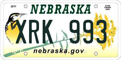 NE license plate XRK993
