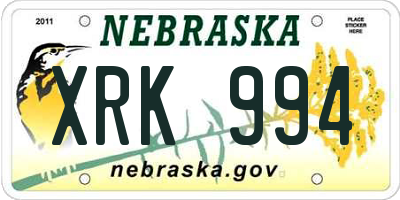 NE license plate XRK994
