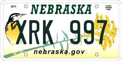 NE license plate XRK997