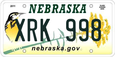 NE license plate XRK998