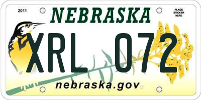 NE license plate XRL072