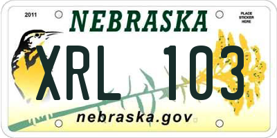 NE license plate XRL103