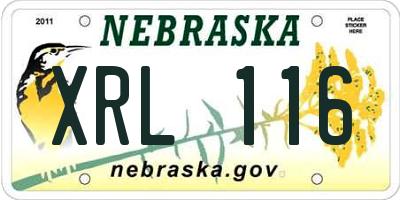 NE license plate XRL116