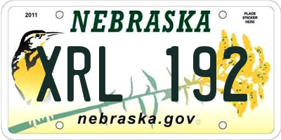 NE license plate XRL192