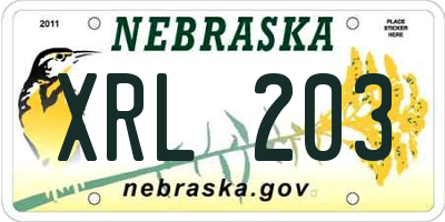 NE license plate XRL203