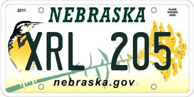 NE license plate XRL205