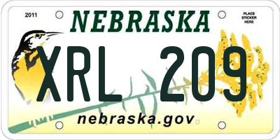 NE license plate XRL209