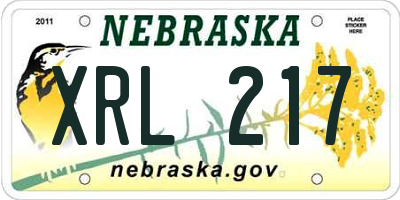 NE license plate XRL217
