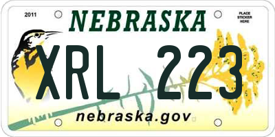 NE license plate XRL223