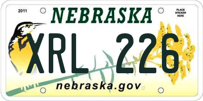 NE license plate XRL226