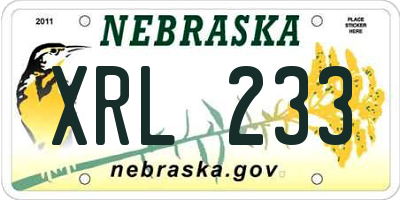 NE license plate XRL233