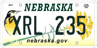 NE license plate XRL235