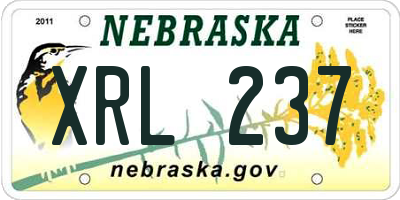 NE license plate XRL237