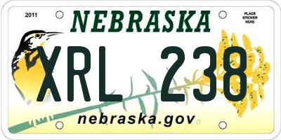 NE license plate XRL238