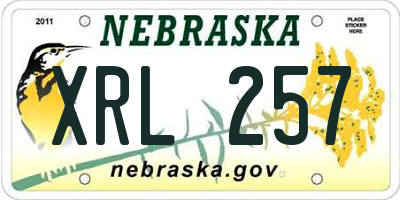 NE license plate XRL257