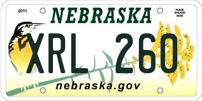 NE license plate XRL260