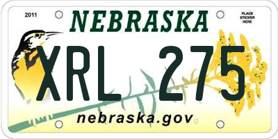 NE license plate XRL275