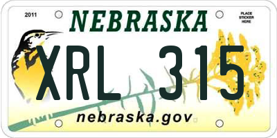 NE license plate XRL315