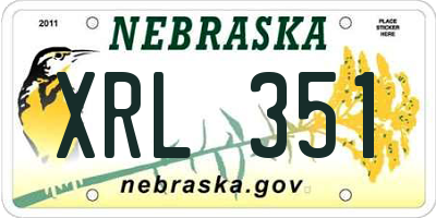 NE license plate XRL351