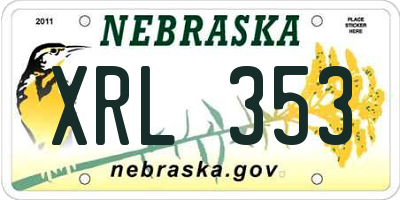 NE license plate XRL353