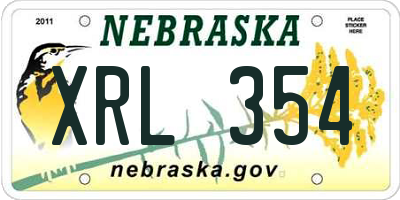 NE license plate XRL354