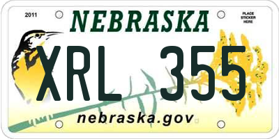 NE license plate XRL355