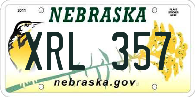 NE license plate XRL357