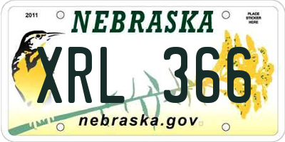 NE license plate XRL366