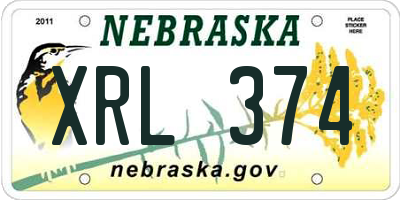 NE license plate XRL374