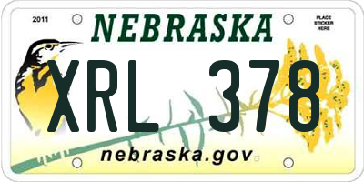 NE license plate XRL378