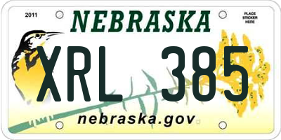 NE license plate XRL385
