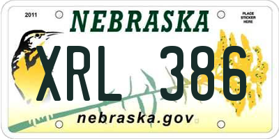 NE license plate XRL386