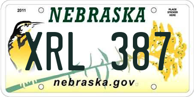 NE license plate XRL387