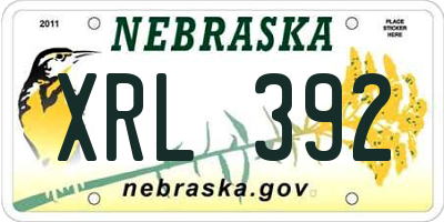 NE license plate XRL392