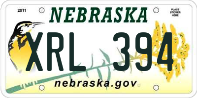 NE license plate XRL394