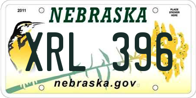 NE license plate XRL396