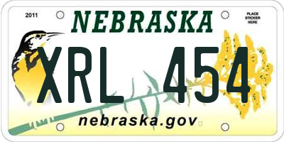 NE license plate XRL454