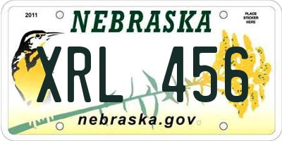 NE license plate XRL456