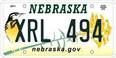 NE license plate XRL494