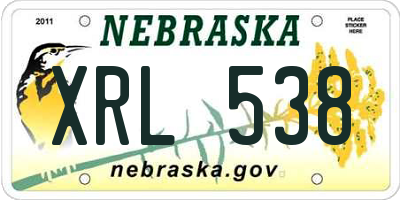 NE license plate XRL538