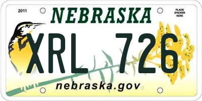 NE license plate XRL726