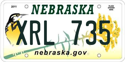 NE license plate XRL735