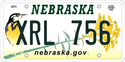 NE license plate XRL756