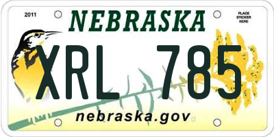 NE license plate XRL785