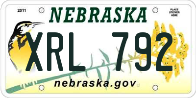 NE license plate XRL792