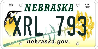 NE license plate XRL793