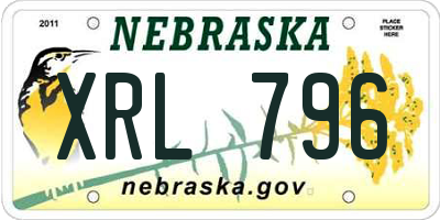 NE license plate XRL796